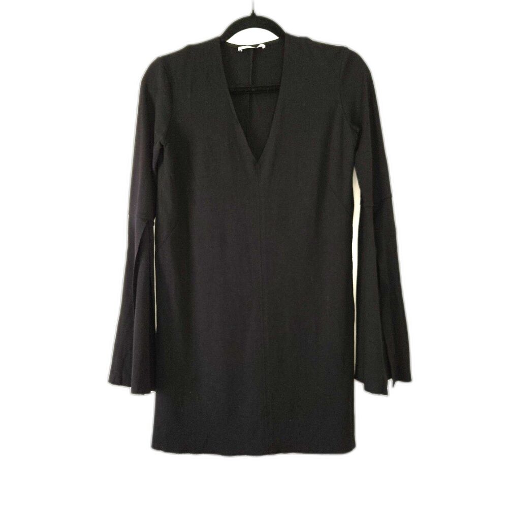 ZARA Natural Edge Stretchy Chic Quiet Luxury Dress Split Bell Sleeve Medium